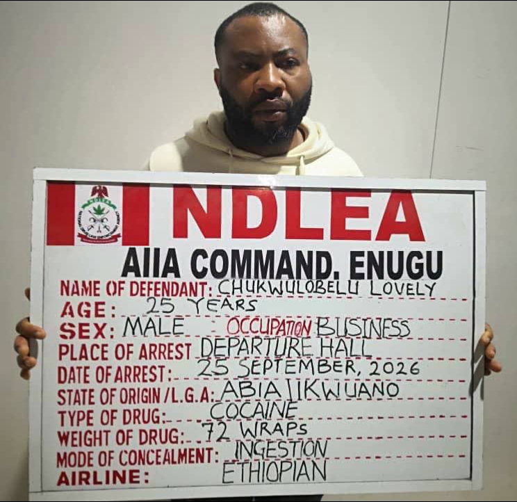 Newlywed Businessman Excretes 72 Cocaine Wraps at Enugu Airport