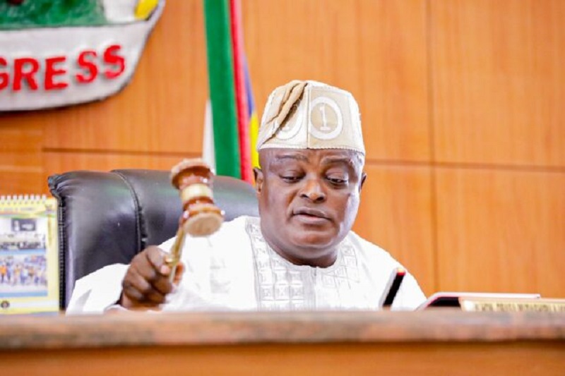 Just In: Impeached Lagos Speaker, Obasa storms Assembly with security details